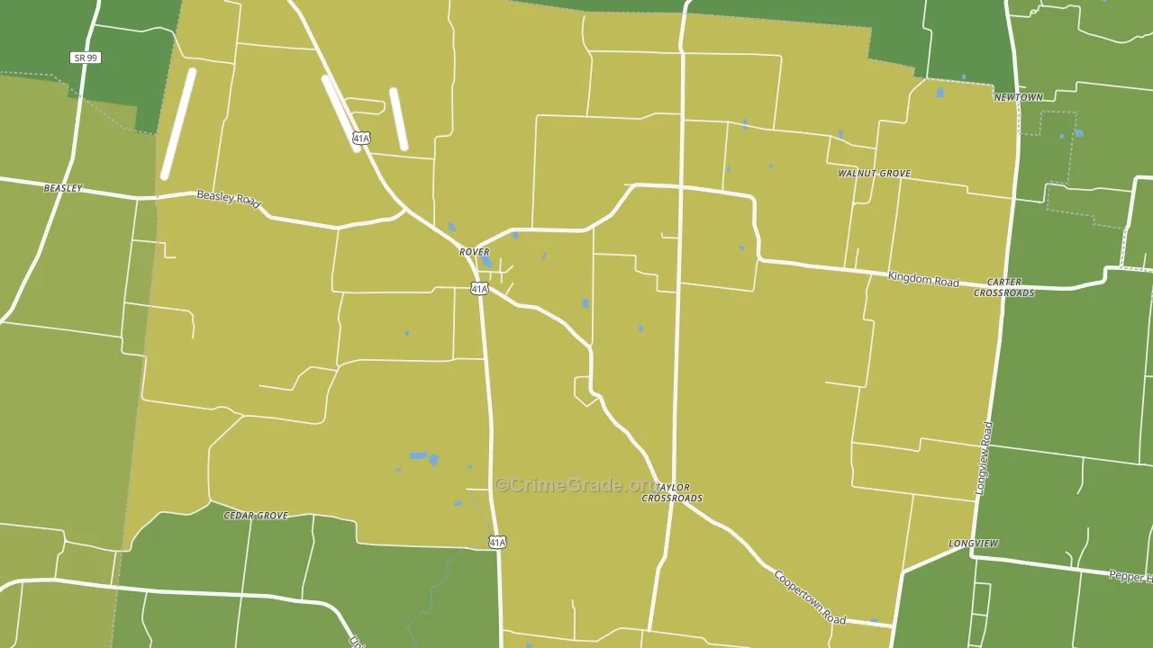 Taylor Crossroads, TN Map of Burglary Rates