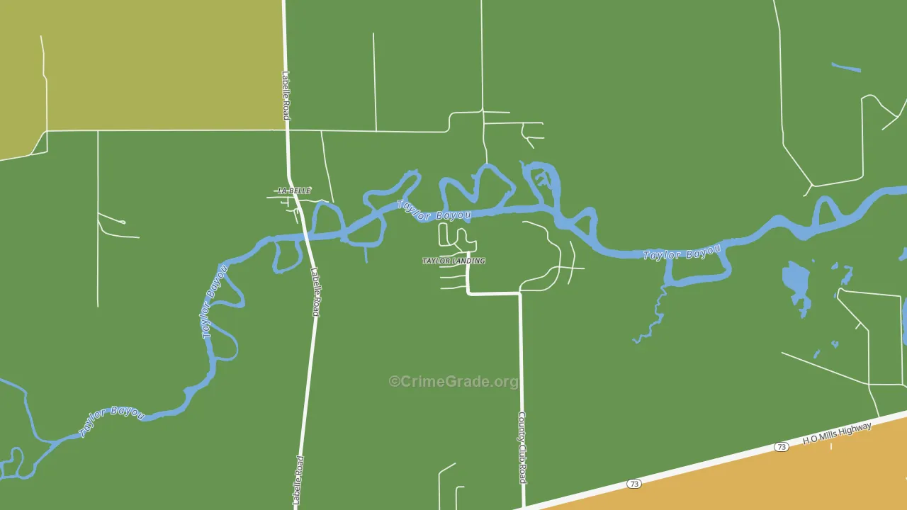 Taylor Landing, TX Map of Burglary Rates