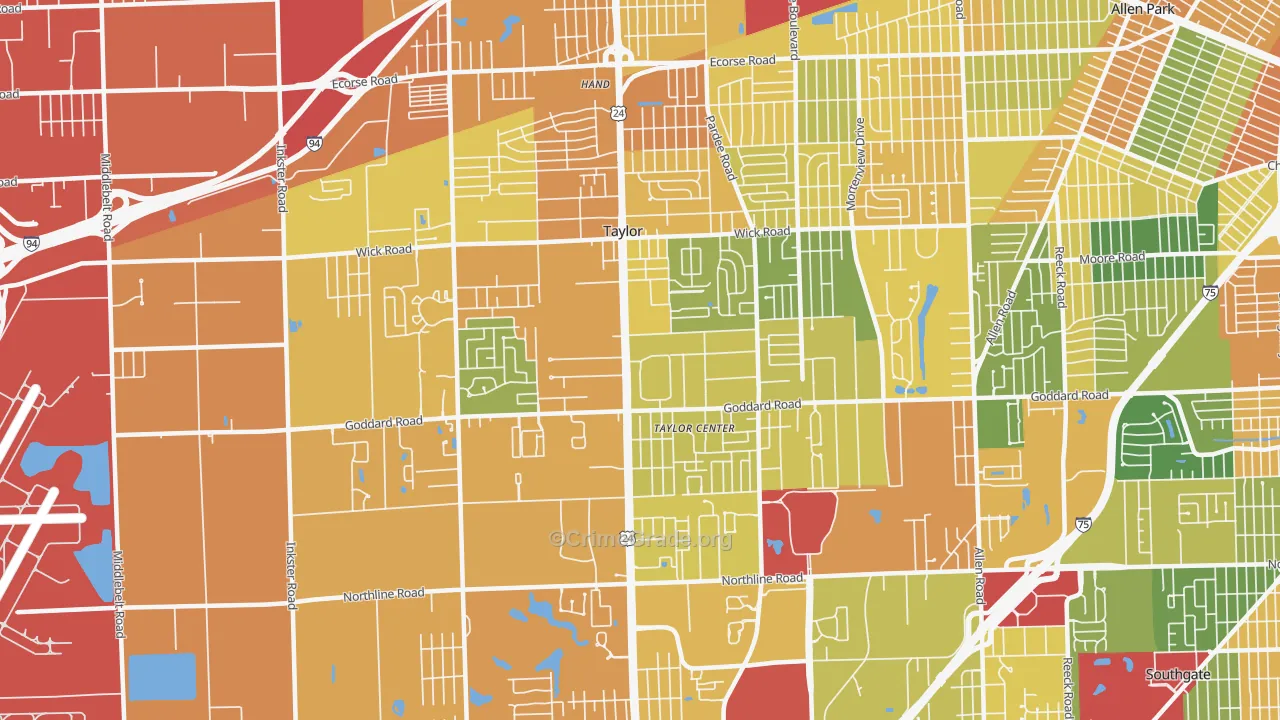 Taylor, MI Map of Burglary Rates