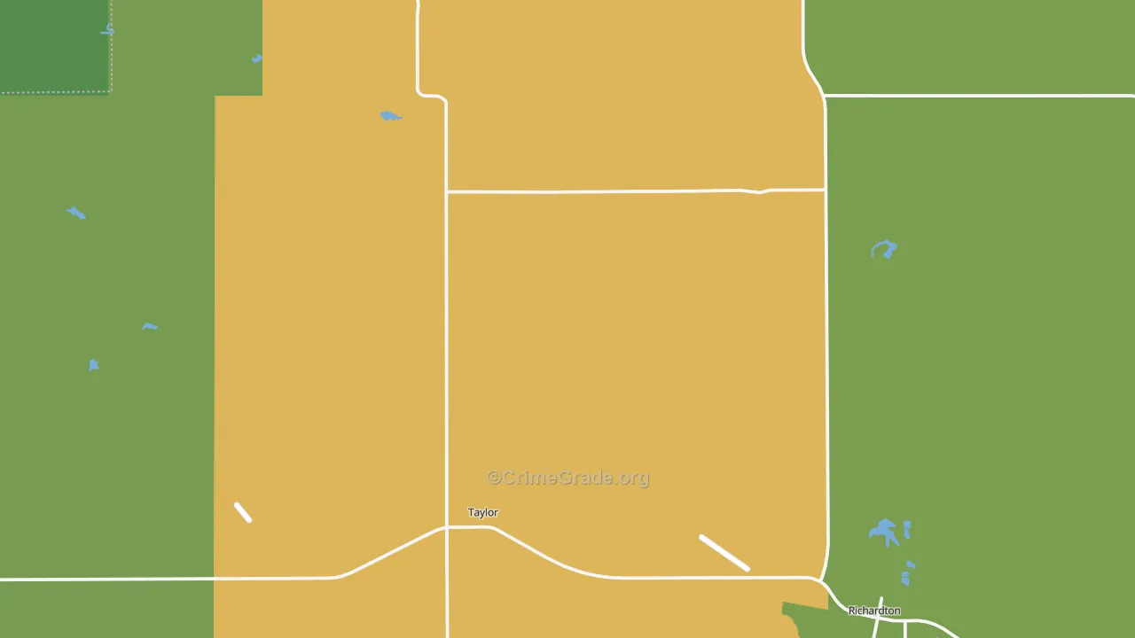 Taylor, ND Map of Burglary Rates
