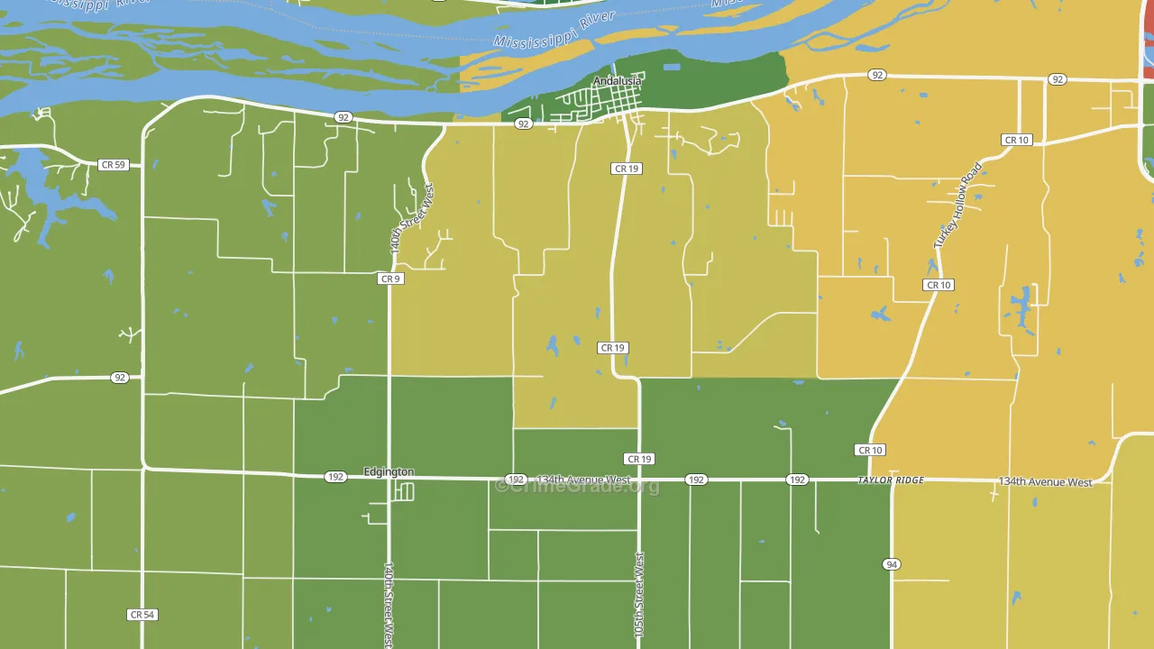 Taylor Ridge, IL Map of Burglary Rates