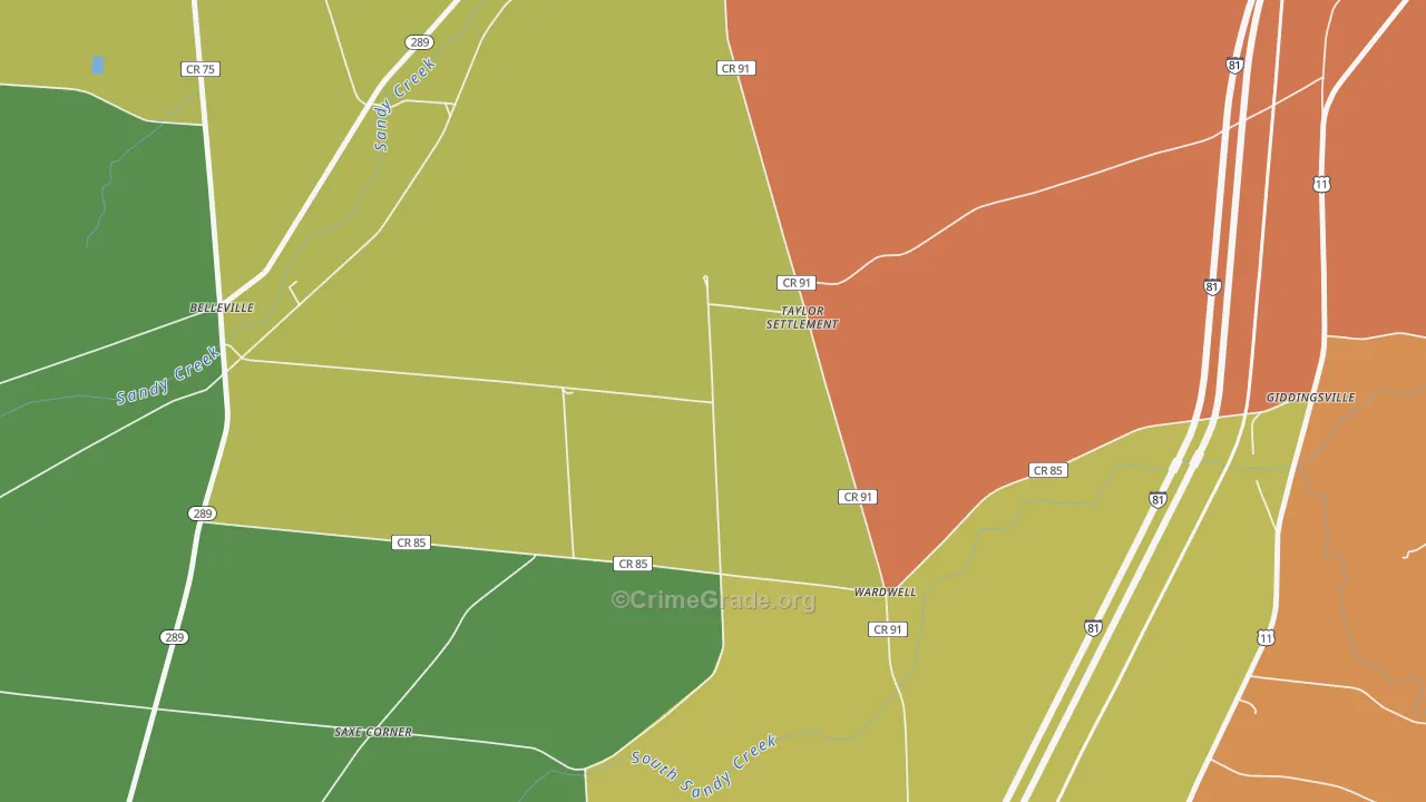 Taylor Settlement, NY Map of Burglary Rates