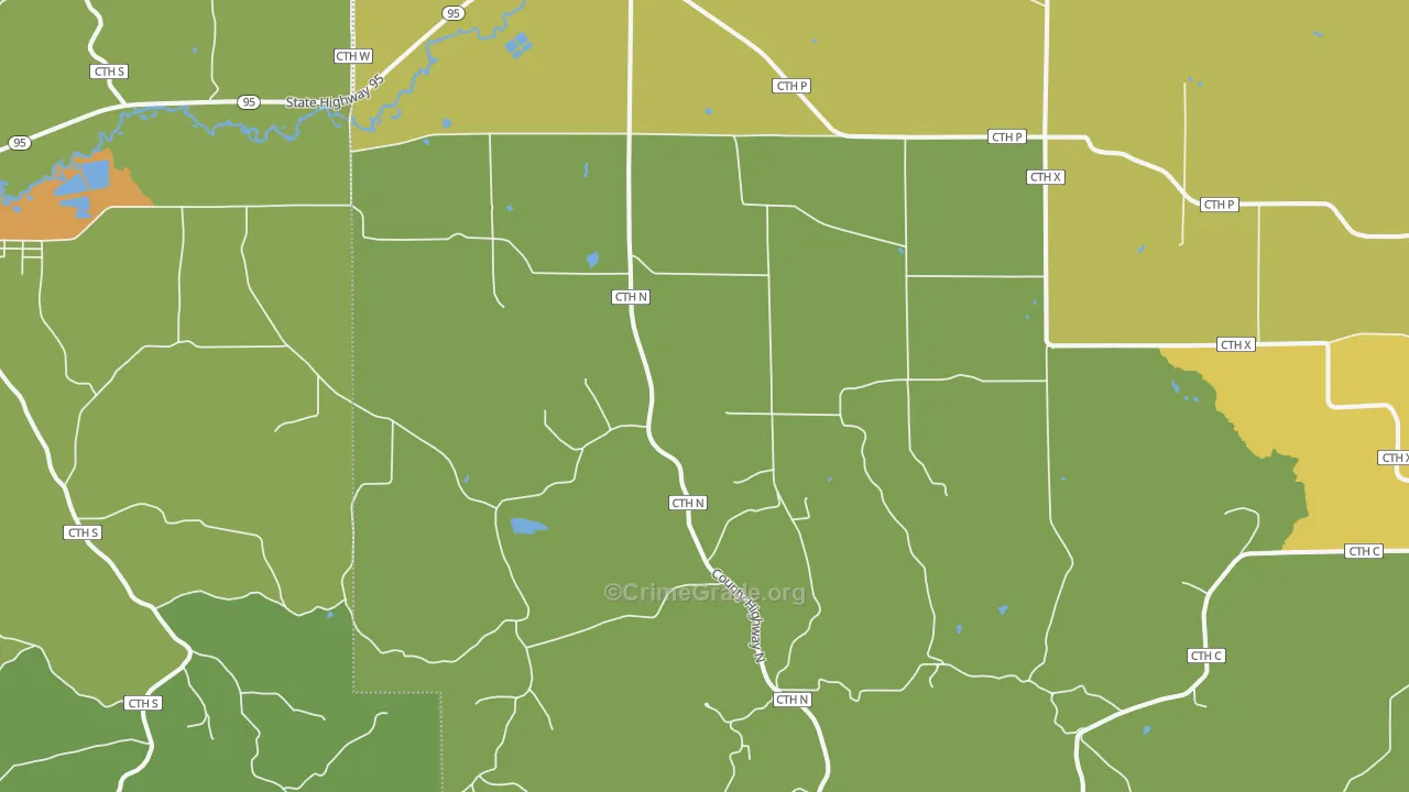 Taylor, WI Map of Burglary Rates