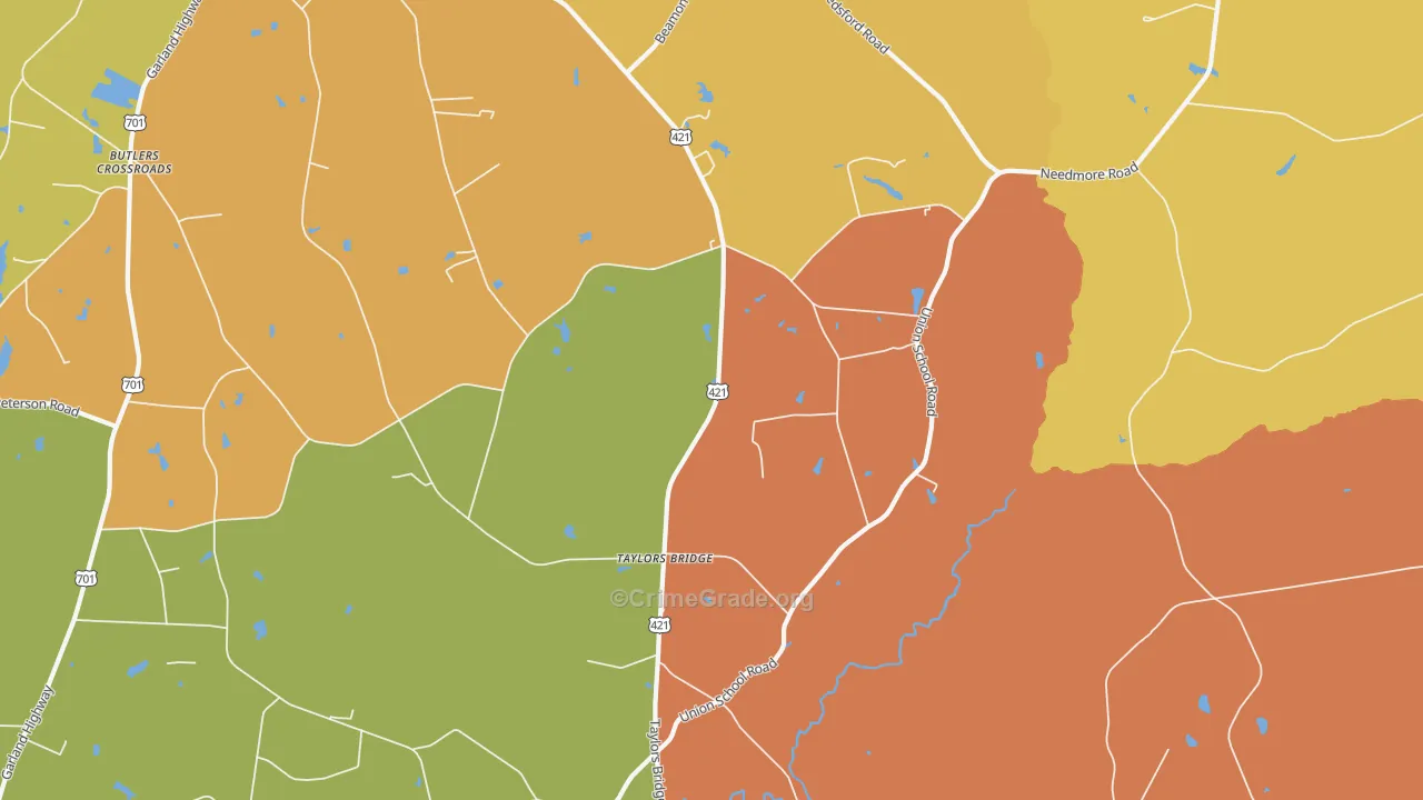 Taylors Bridge, NC Map of Burglary Rates