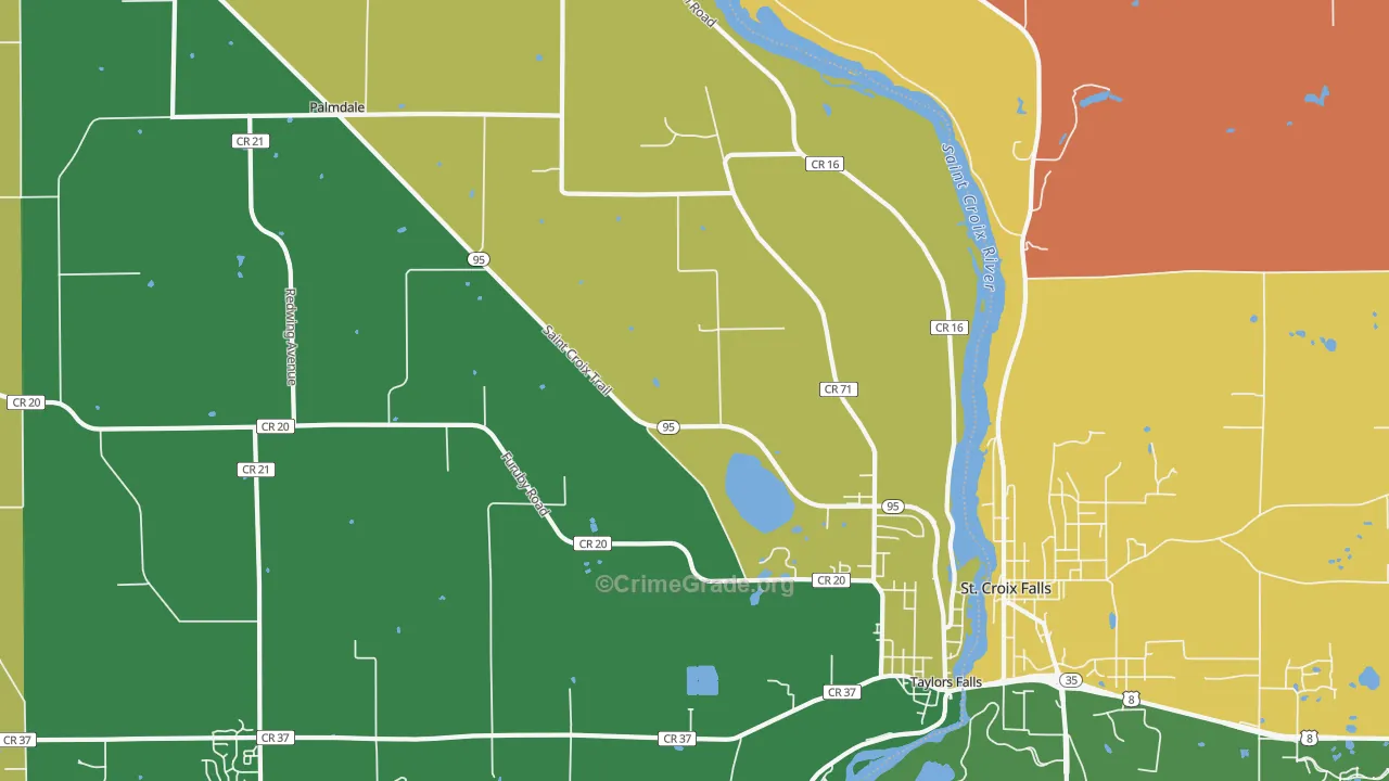Taylors Falls, MN Map of Burglary Rates
