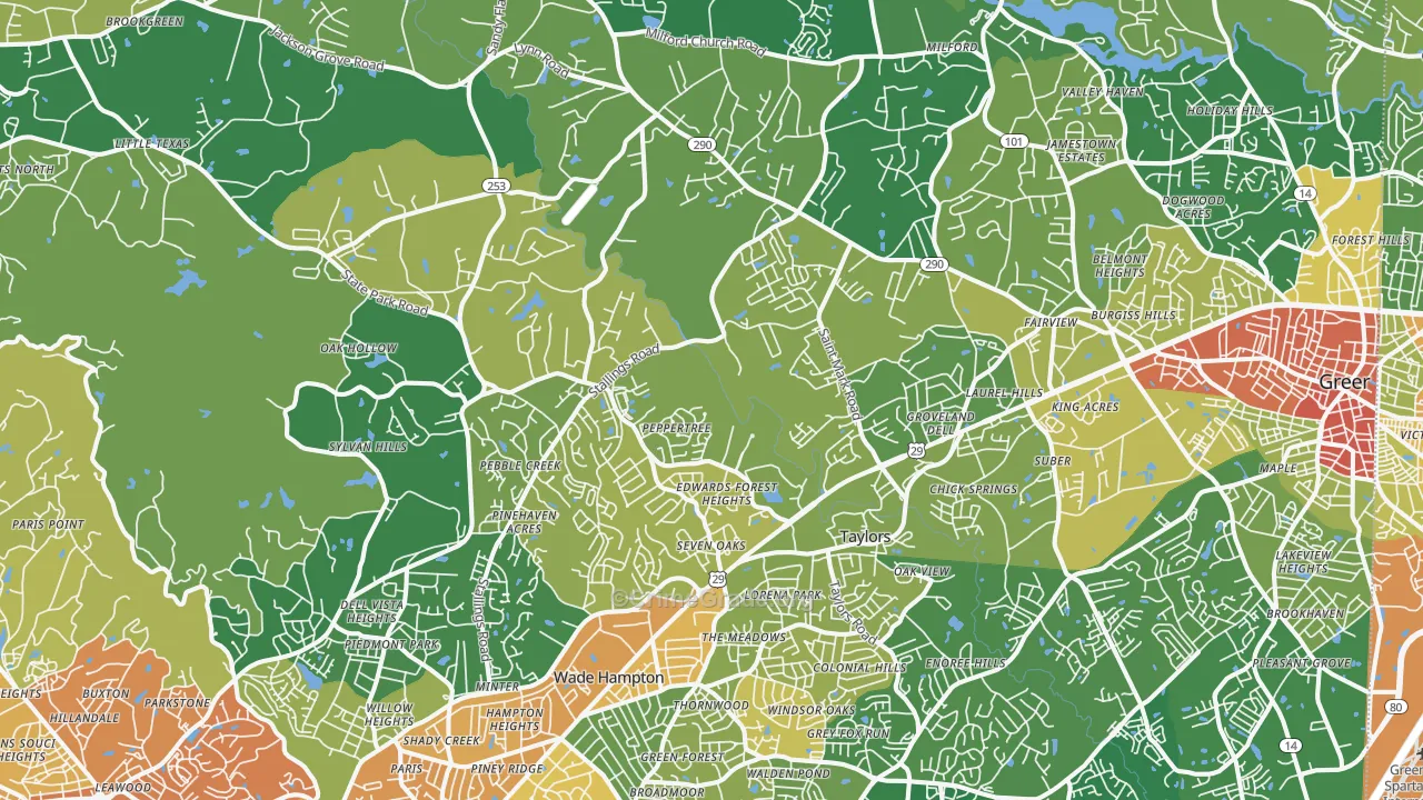 Taylors, SC Map of Burglary Rates