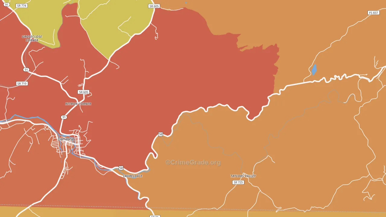 Taylors Valley, VA Map of Burglary Rates