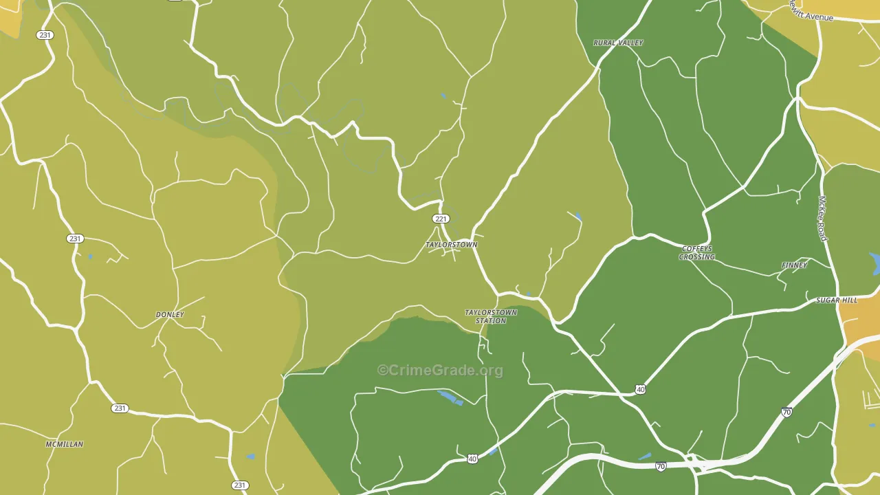 Taylorstown, PA Map of Burglary Rates