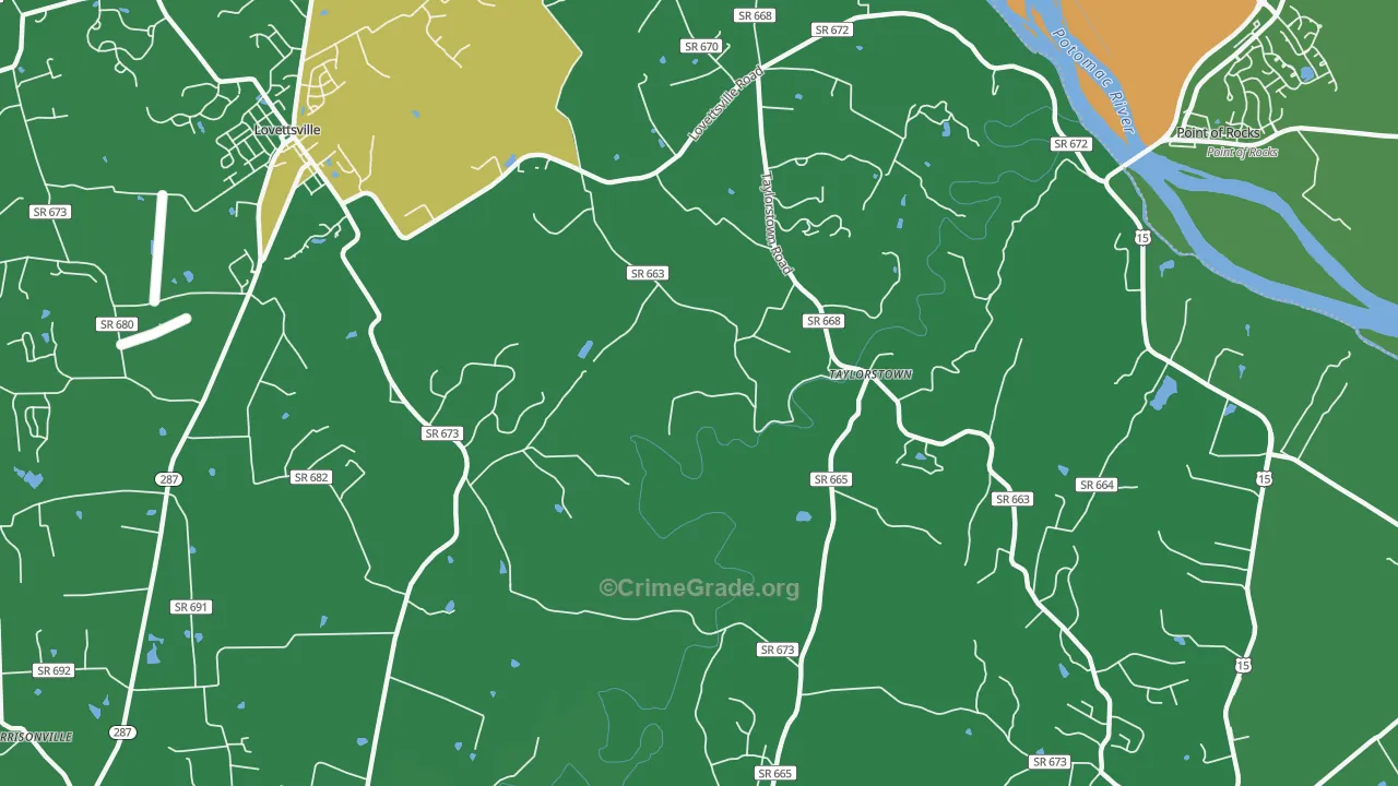 Taylorstown, VA Map of Burglary Rates