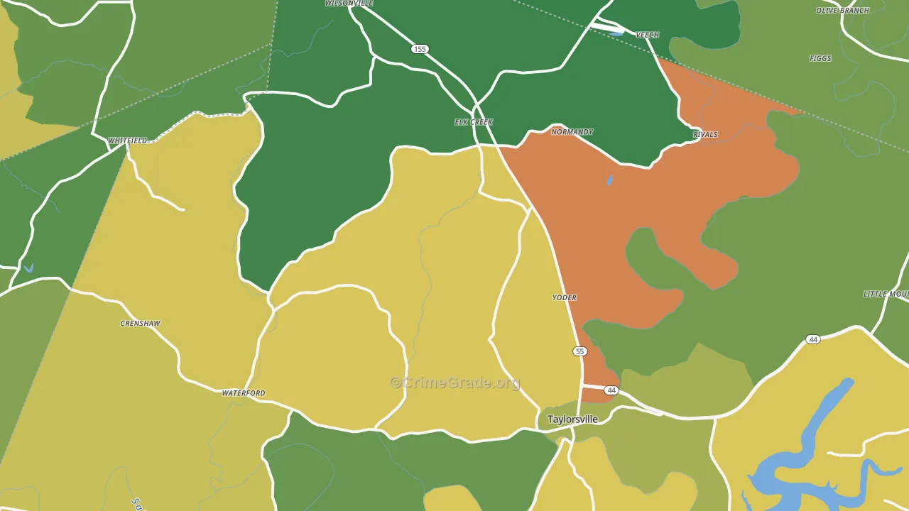 Taylorsville, KY Map of Burglary Rates