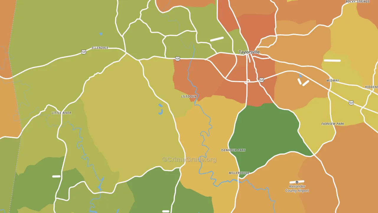 Taylorsville, NC Map of Burglary Rates