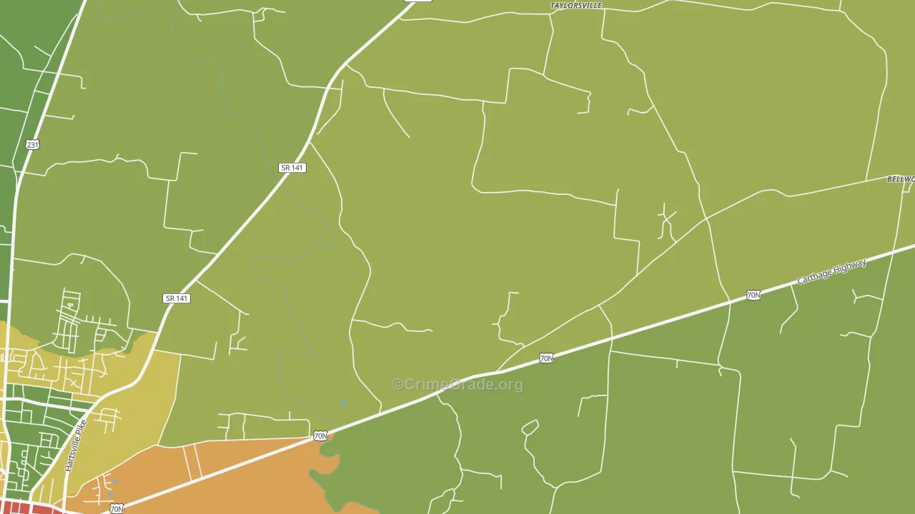 Taylorsville, TN Map of Burglary Rates