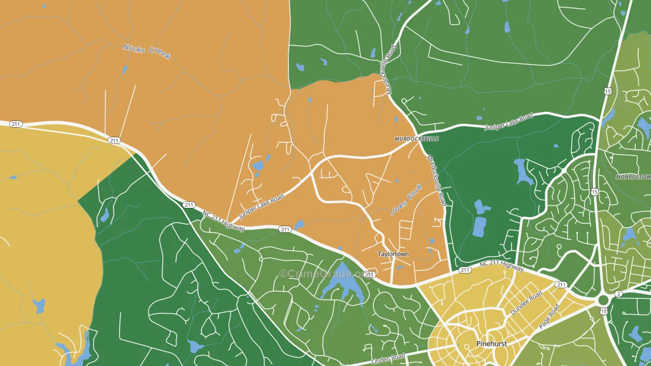 Taylortown, NC Map of Burglary Rates