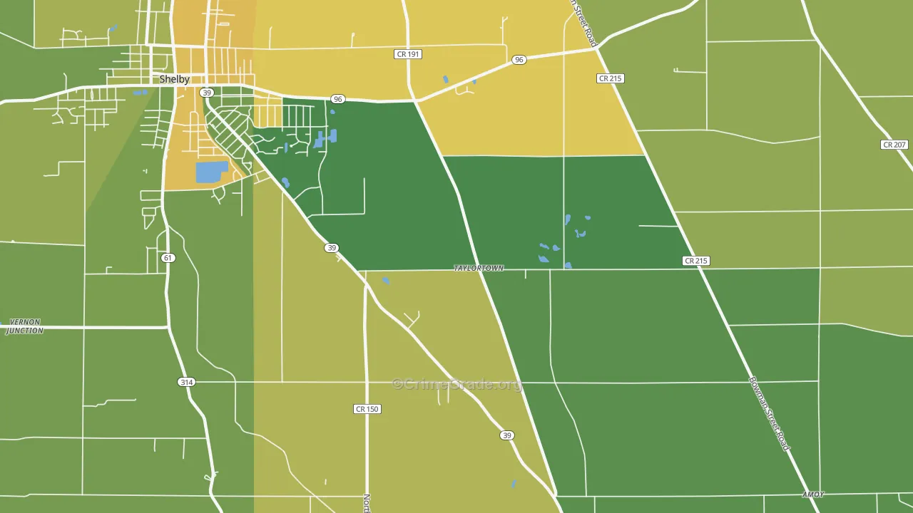Taylortown, OH Map of Burglary Rates