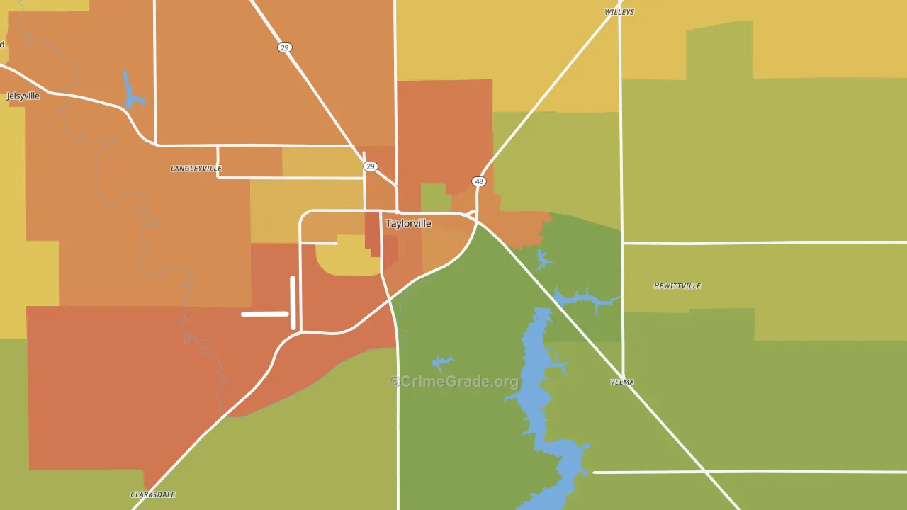 Taylorville, IL Map of Burglary Rates