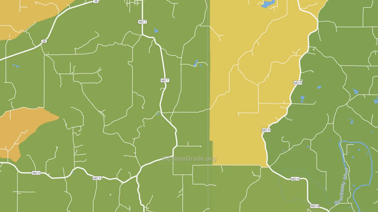 Tea, MO Map of Burglary Rates