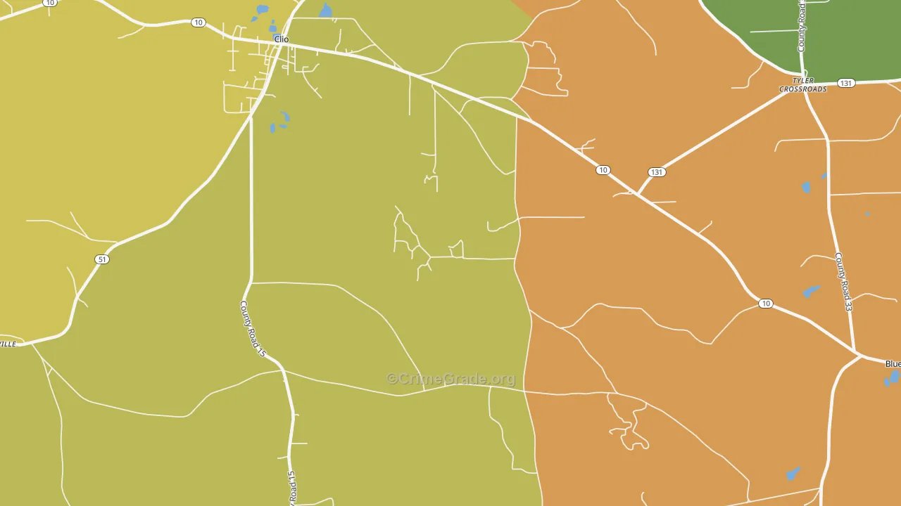 Teals Crossroads, AL Map of Burglary Rates