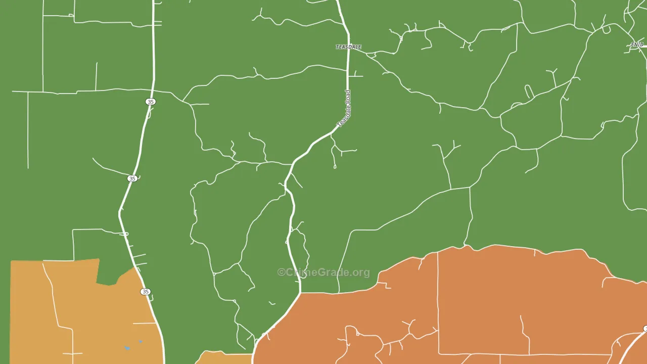 Teasdale, MS Map of Burglary Rates