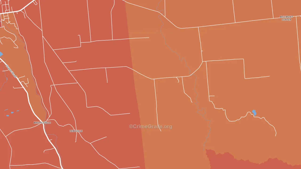 Teboville, NY Map of Burglary Rates