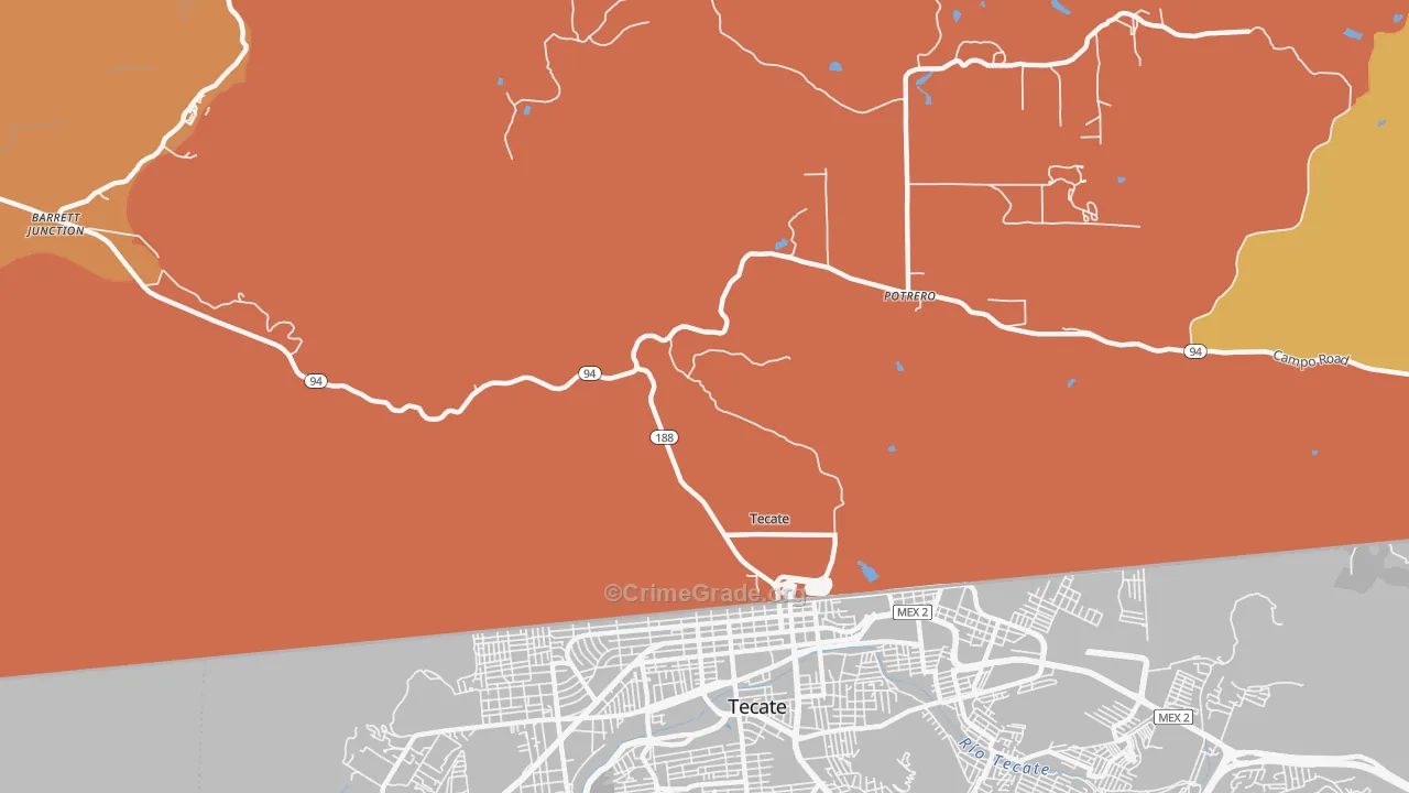 Tecate, CA Map of Burglary Rates