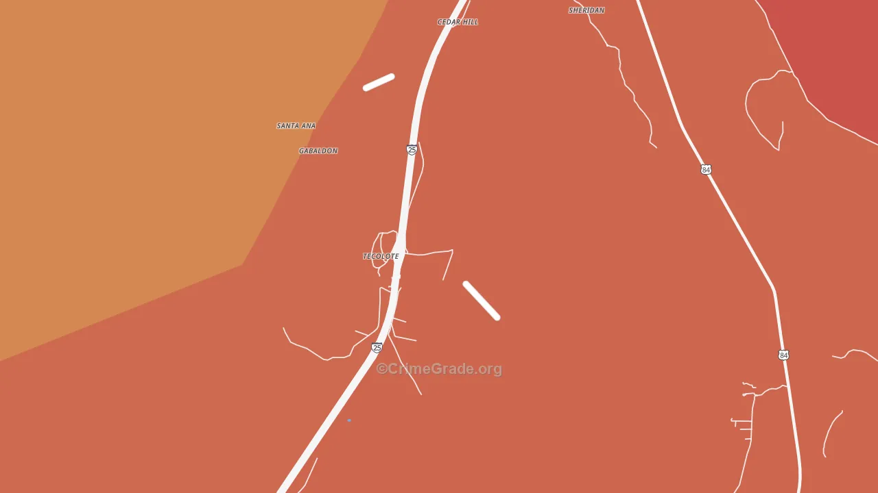 Tecolote, NM Map of Burglary Rates