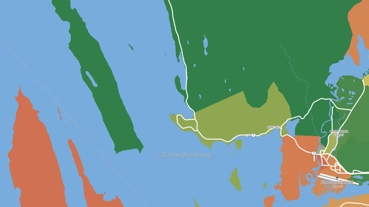 Tee Harbor, AK Map of Burglary Rates