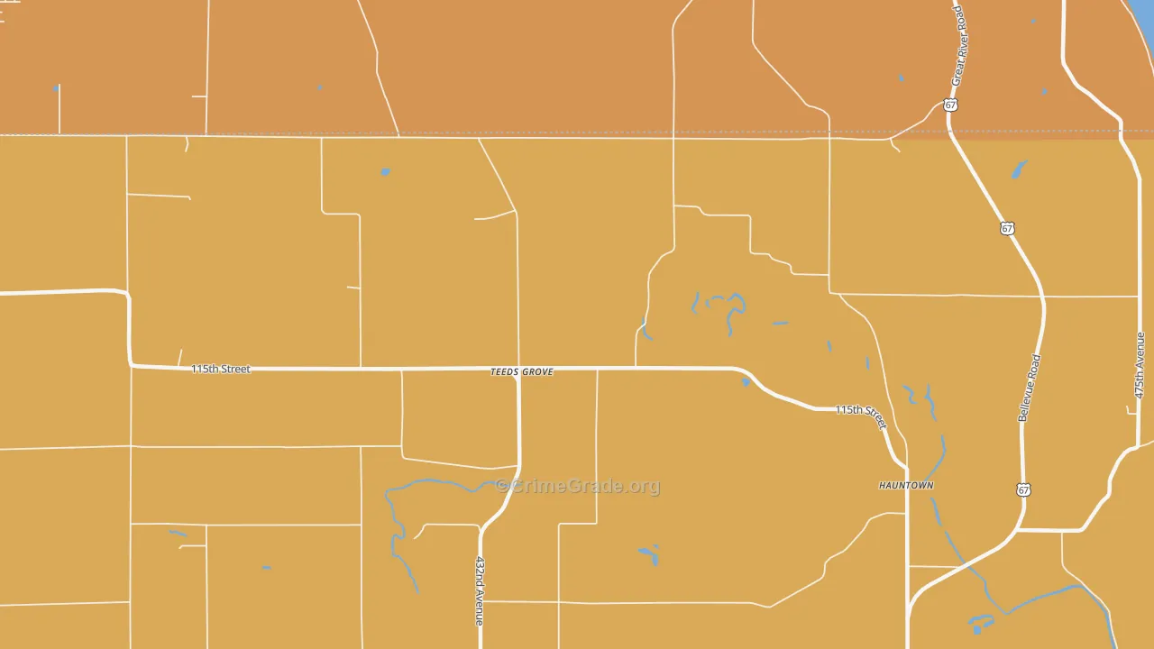Teeds Grove, IA Map of Burglary Rates