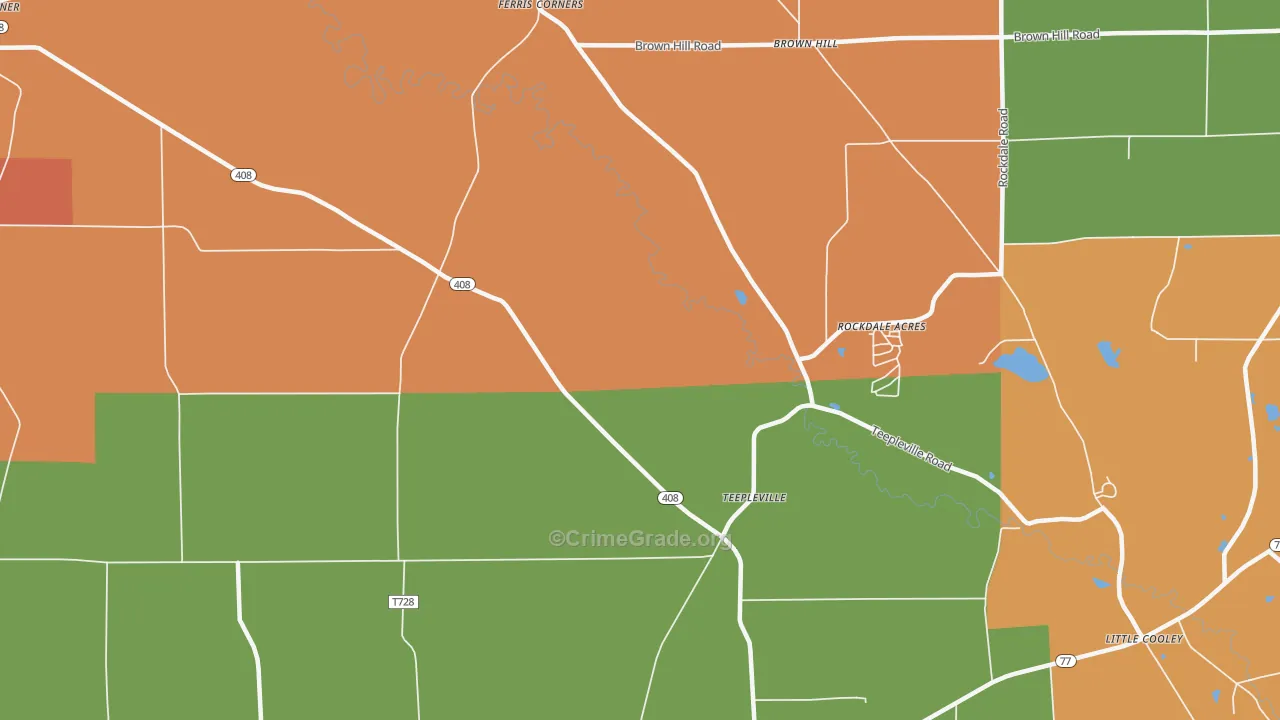 Teepleville, PA Map of Burglary Rates