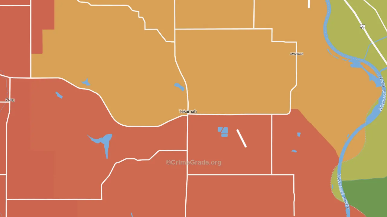 Tekamah, NE Map of Burglary Rates