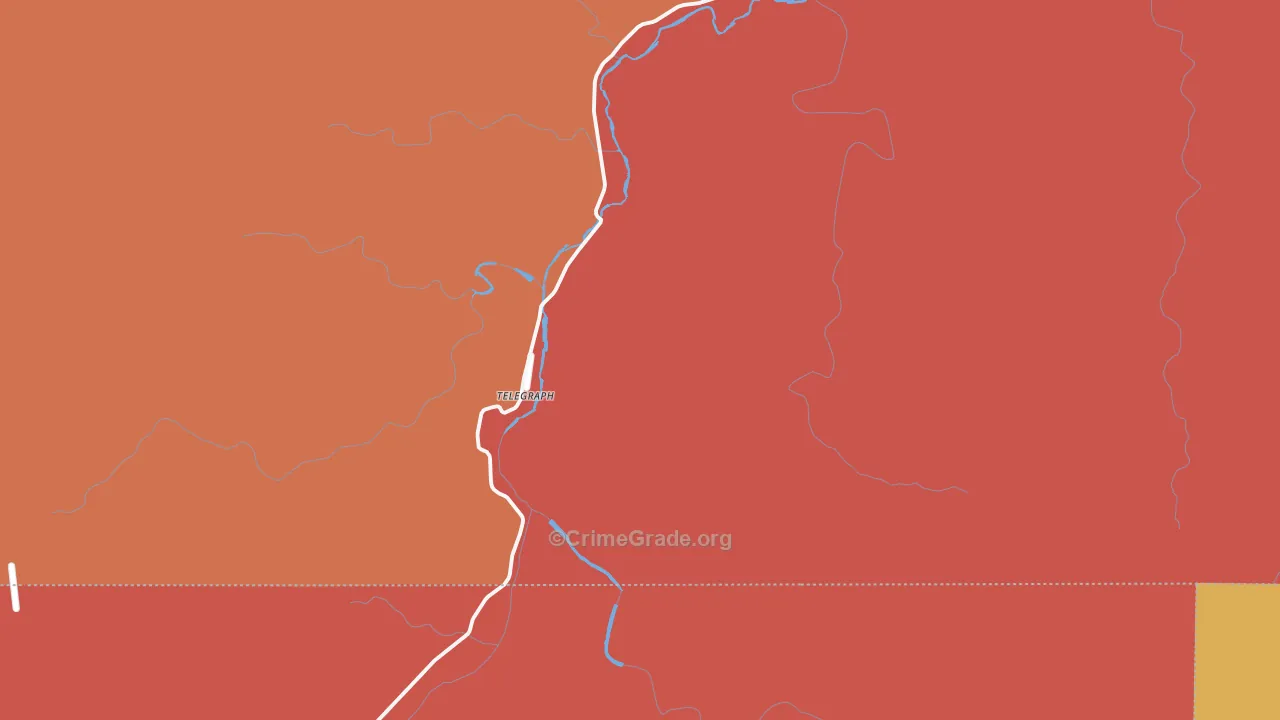 Telegraph, TX Map of Burglary Rates