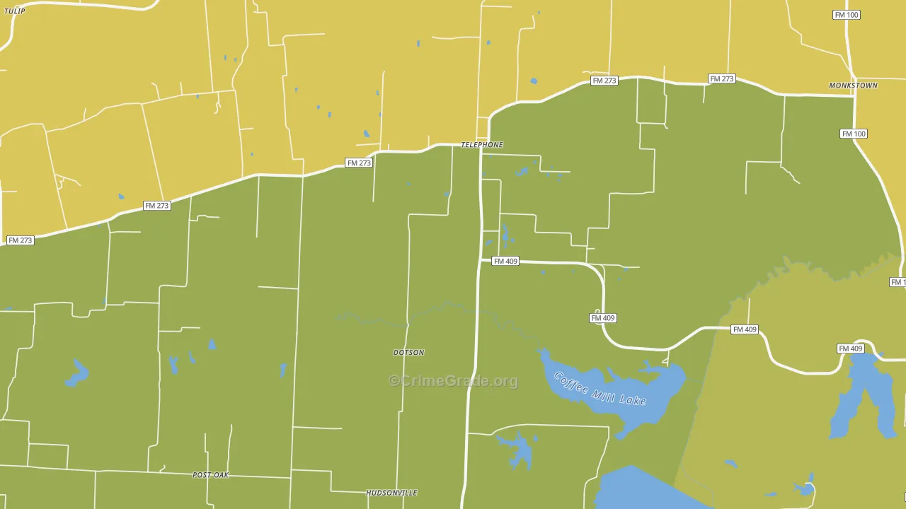 Telephone, TX Map of Burglary Rates