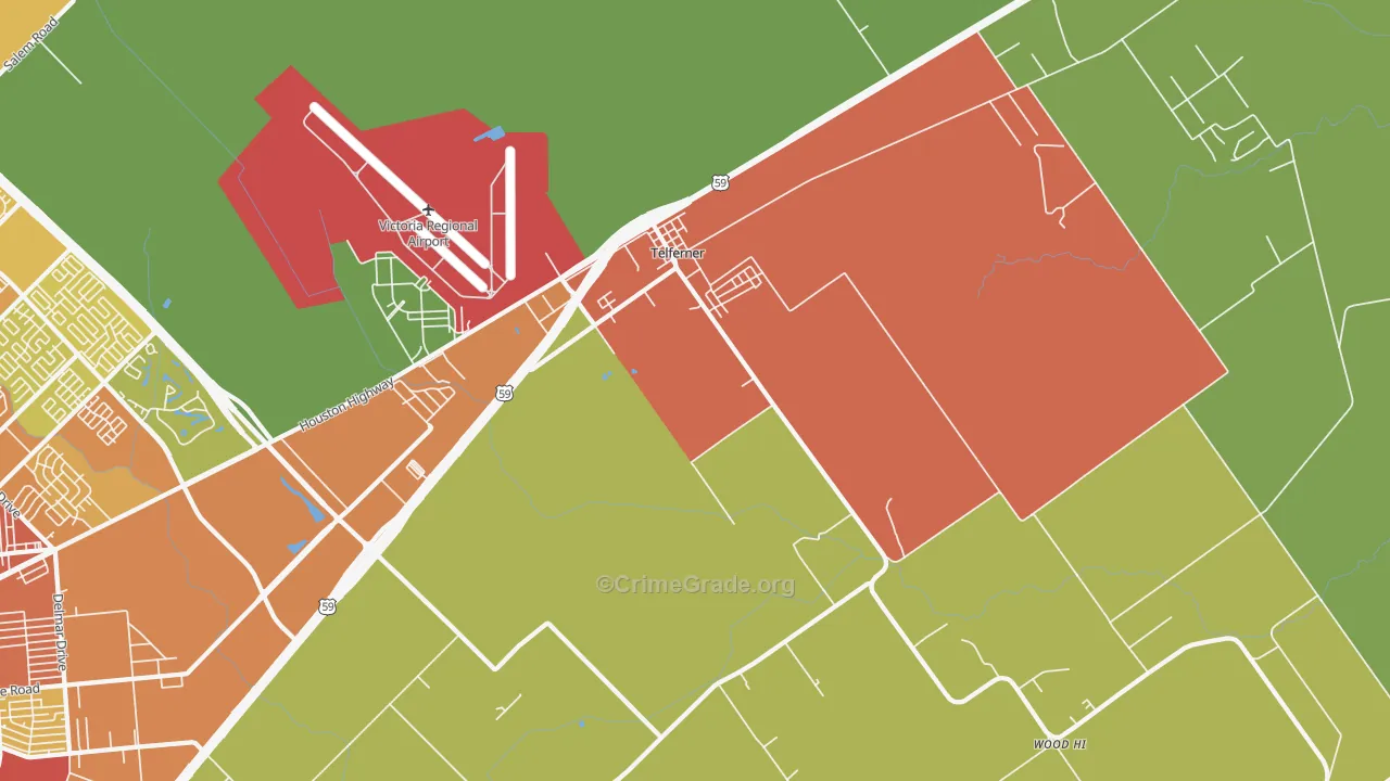 Telferner, TX Map of Burglary Rates