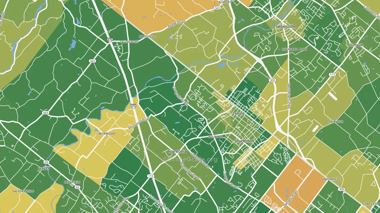 Telford, PA Map of Burglary Rates