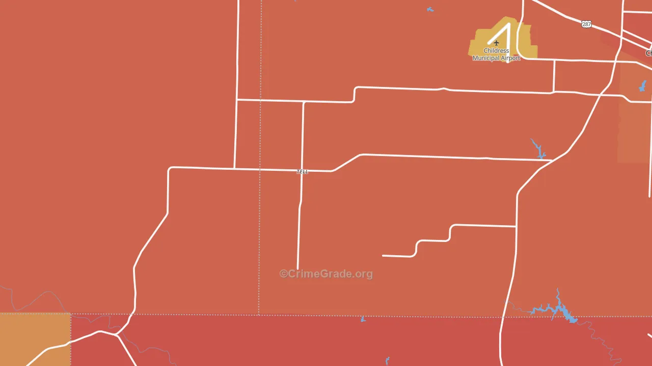 Tell, TX Map of Burglary Rates