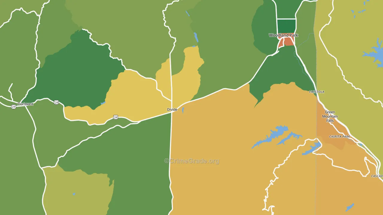 Teller County, CO Map of Burglary Rates