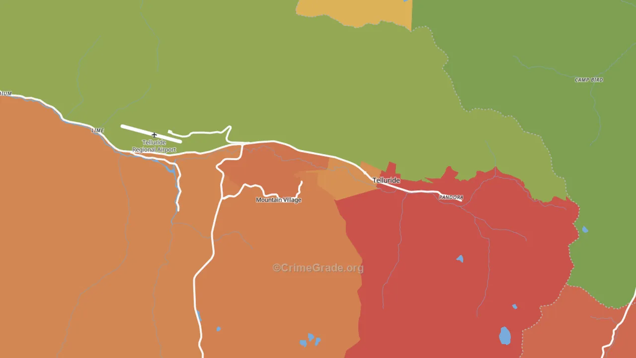 Telluride, CO Map of Burglary Rates
