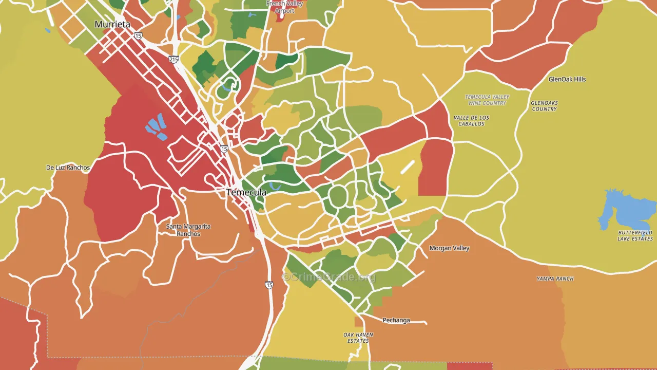 Temecula, CA Map of Burglary Rates