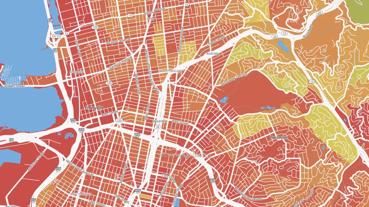 Temescal, Oakland, CA Map of Burglary Rates