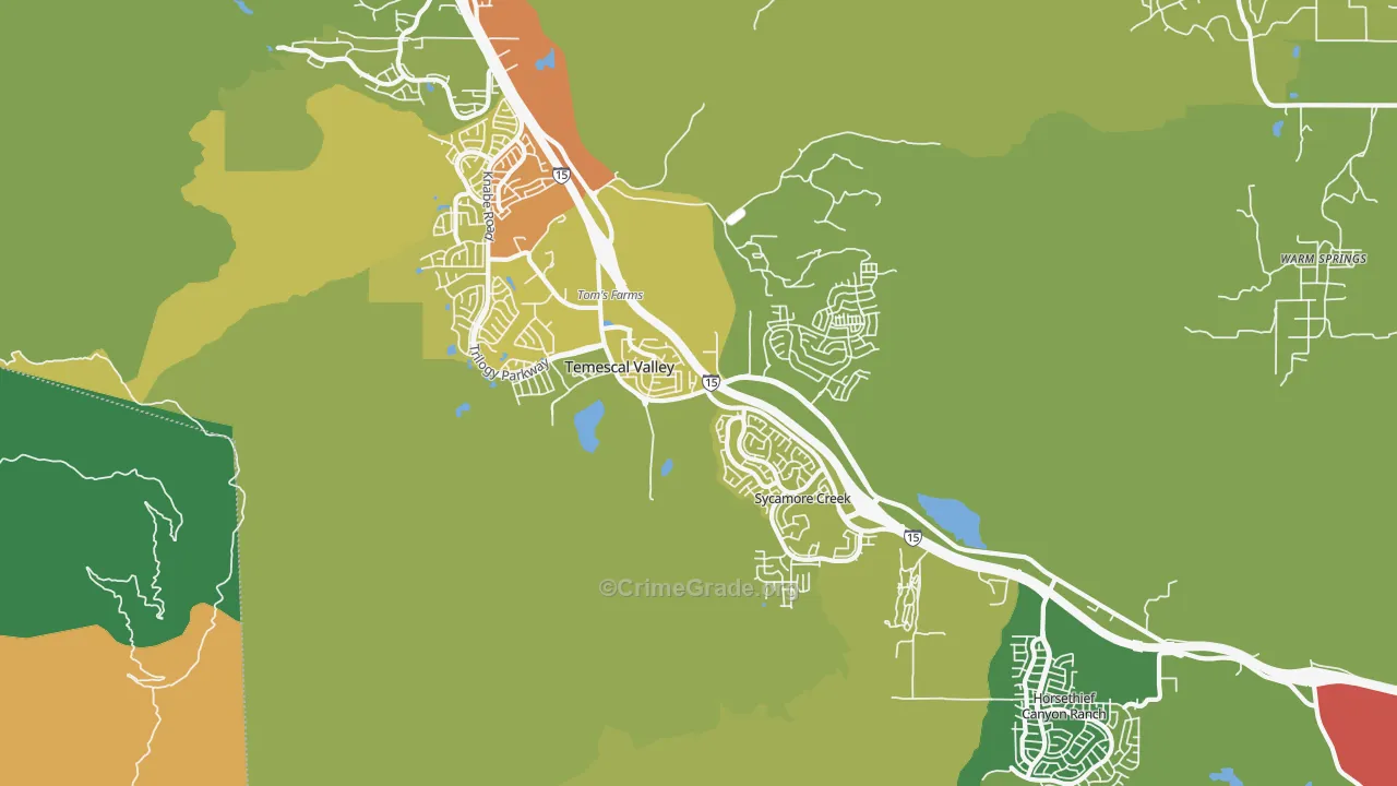 Temescal Valley, CA Map of Burglary Rates