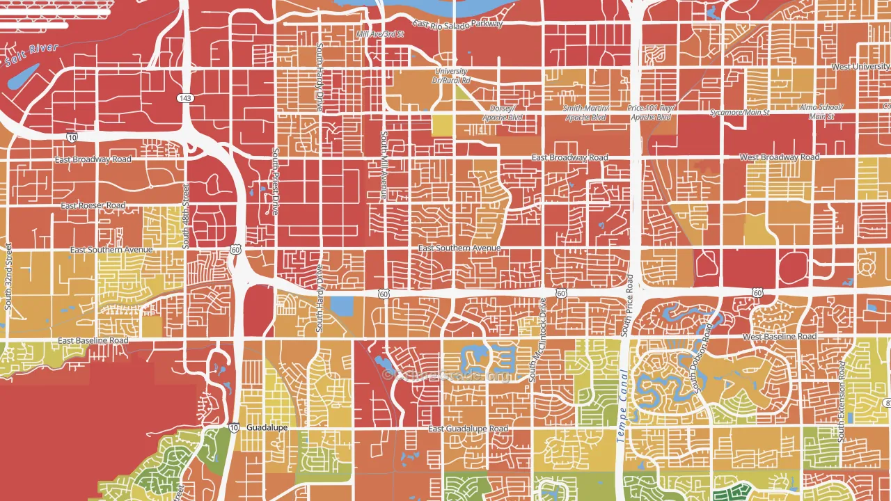 Tempe, AZ Map of Burglary Rates