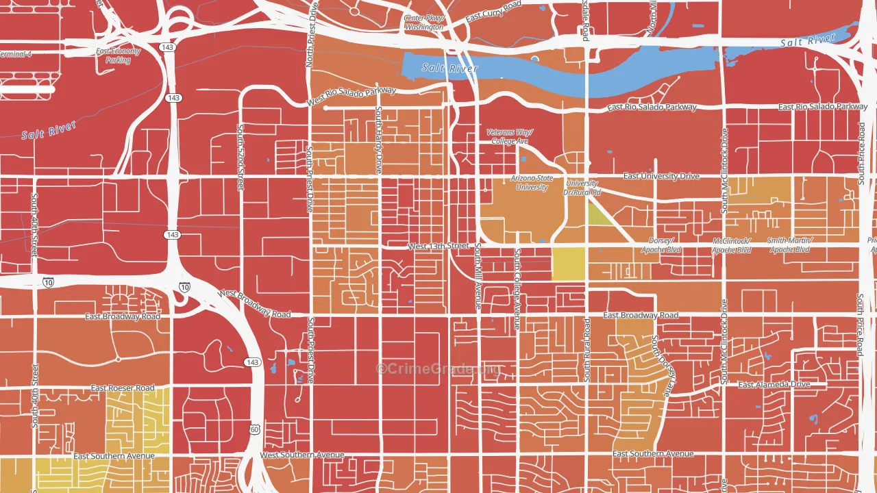 Tempe Junction, Tempe, AZ Map of Burglary Rates