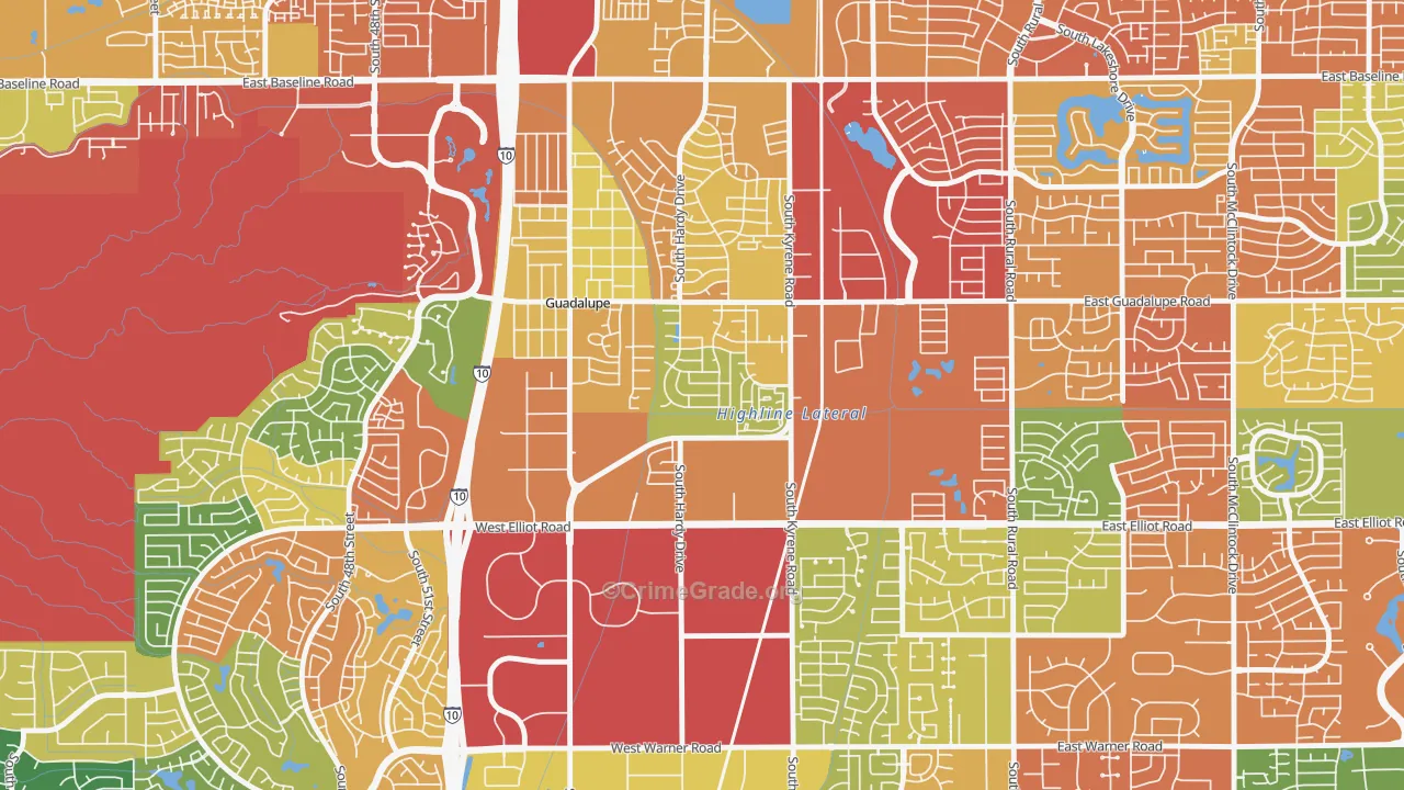 Tempe Royal Estates, Tempe, AZ Map of Burglary Rates