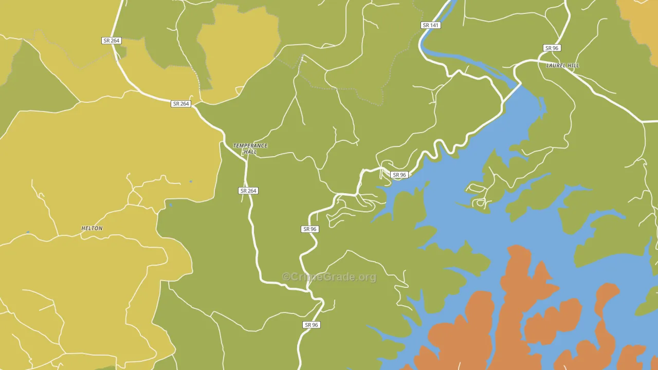 Temperance Hall, TN Map of Burglary Rates