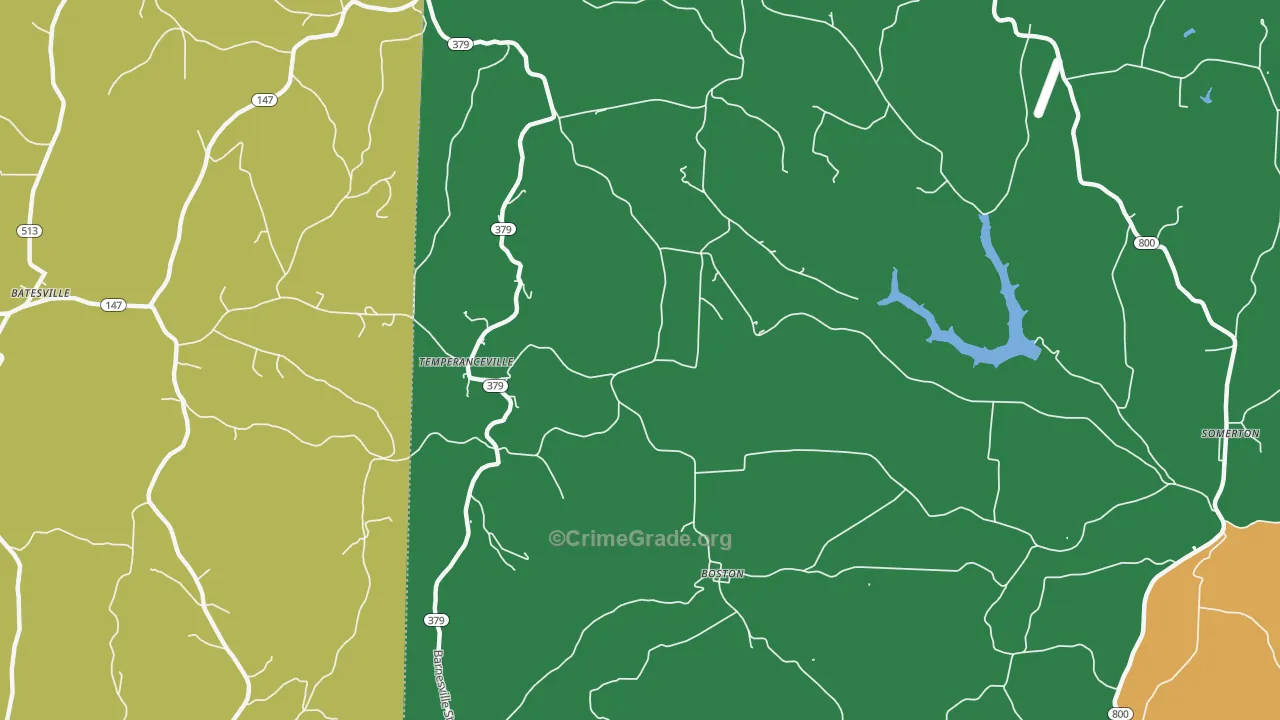 Temperanceville, OH Map of Burglary Rates