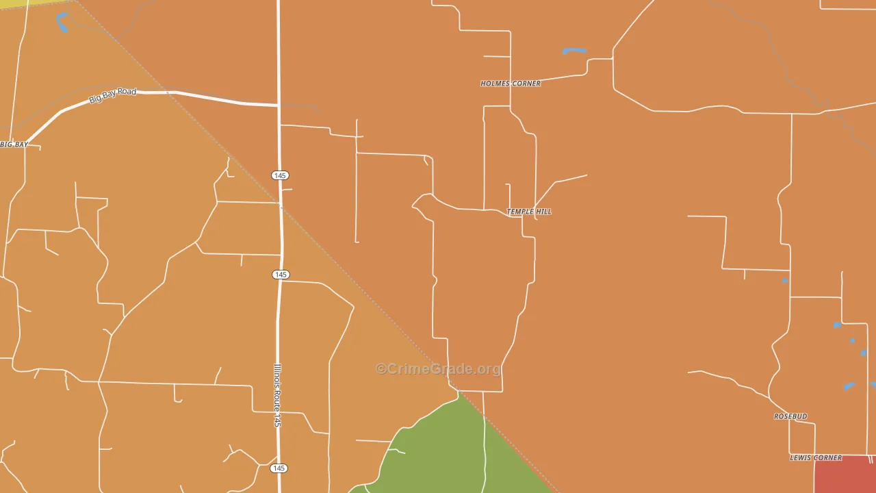Temple Hill, IL Map of Burglary Rates