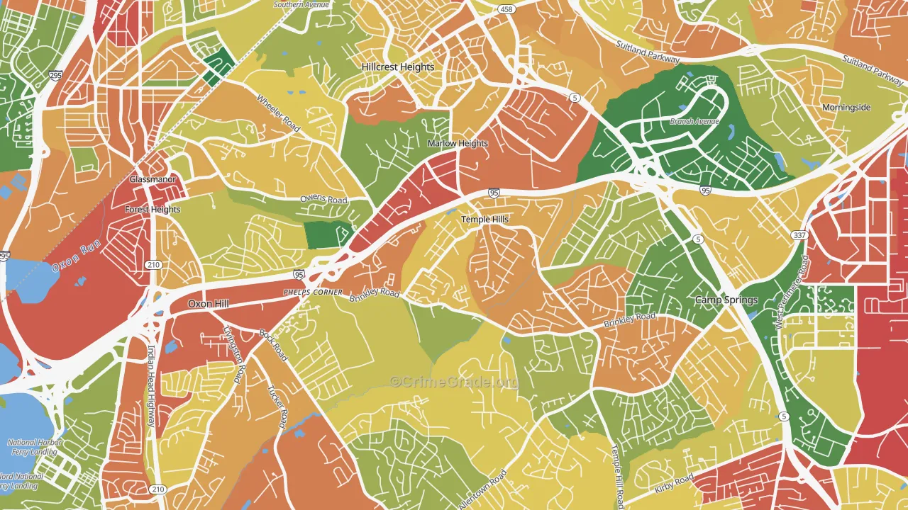 Temple Hills, MD Map of Burglary Rates
