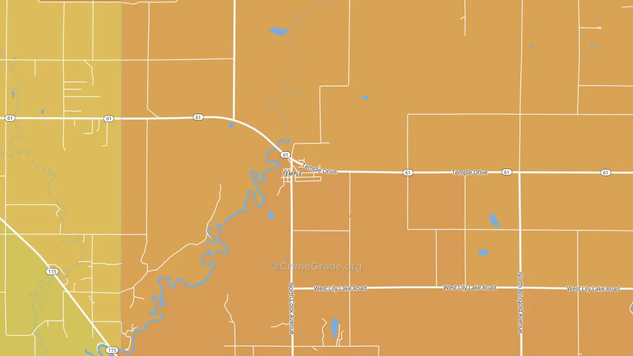 Temple, MI Map of Burglary Rates