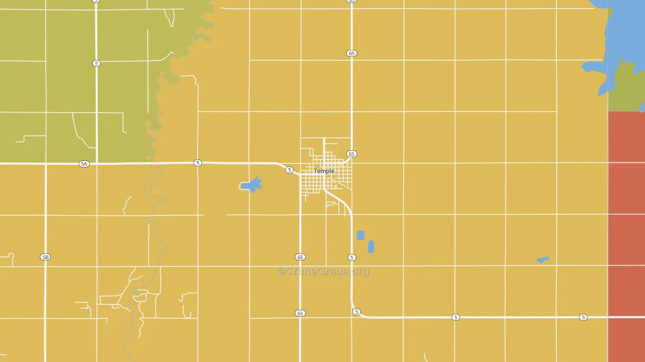 Temple, OK Map of Burglary Rates