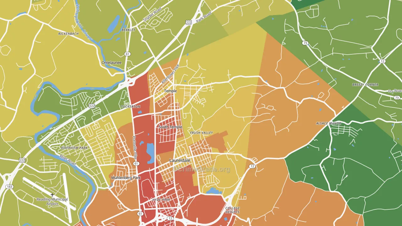 Temple, PA Map of Burglary Rates