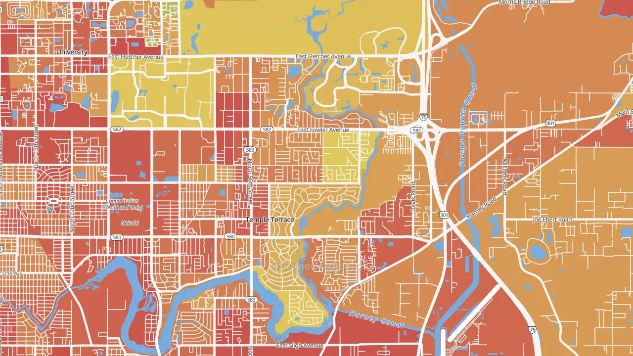 Temple Terrace, FL Map of Burglary Rates
